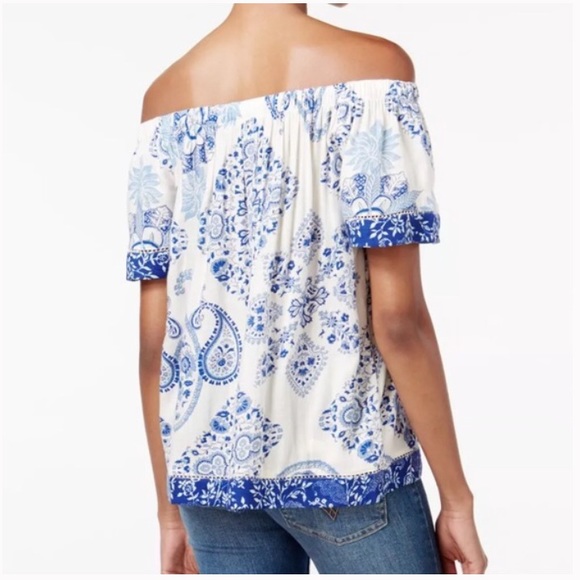 Lucky Brand boho paisley off the shoulder top - Picture 3 of 8